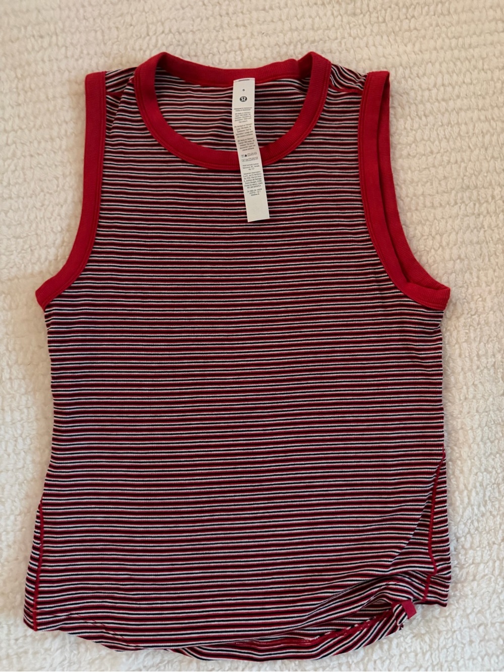 lululemon athletica Red and White Striped Tank Top